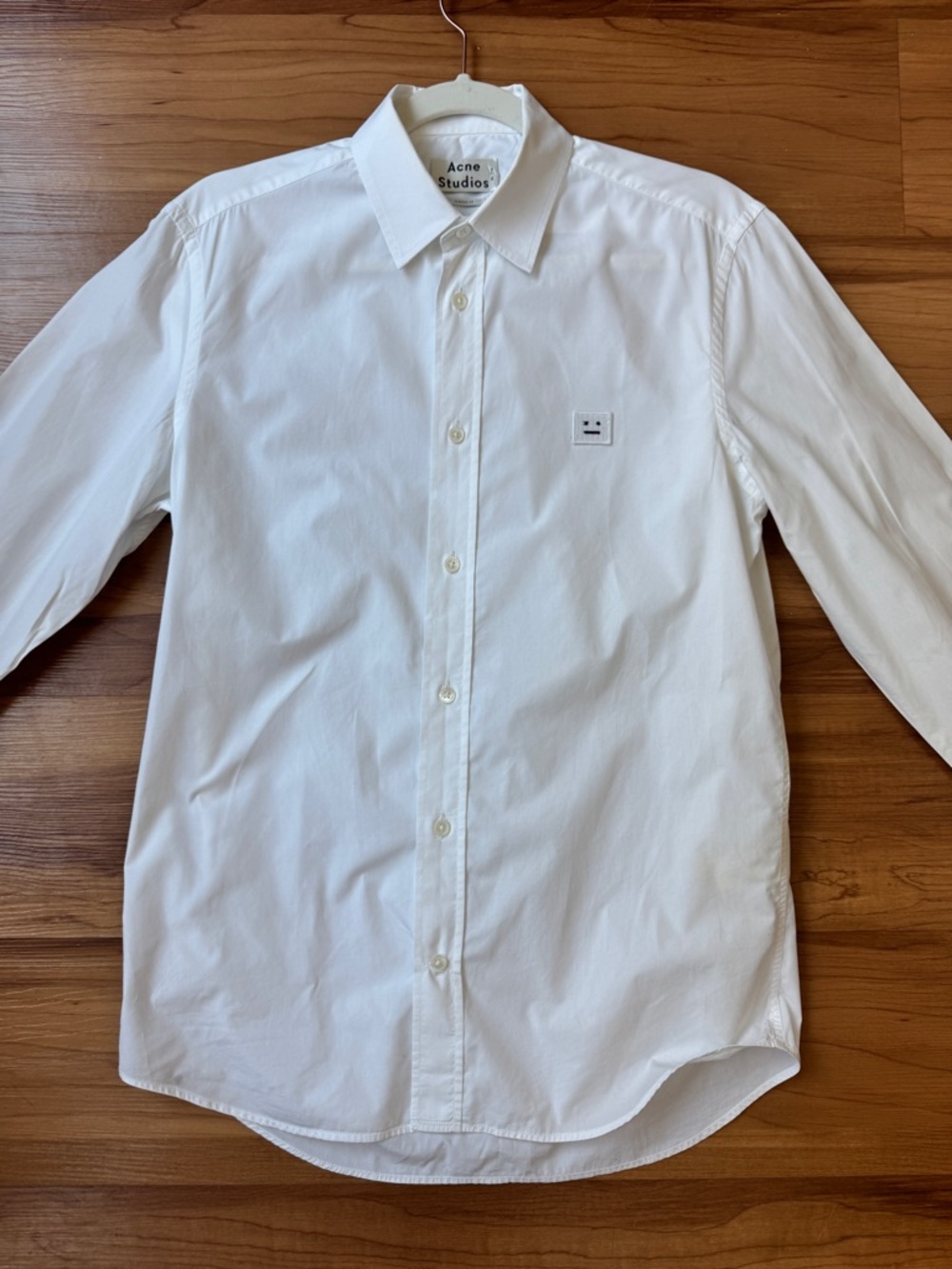 Acne Studios White Poplin Button-Down Shirt with Face Patch